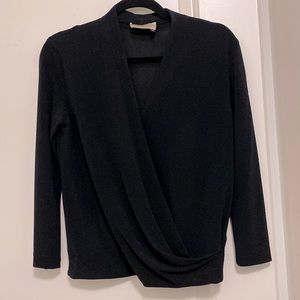 Mm la fleur draped black blouse XS